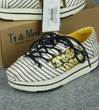2016夏季汤姆斯TtMm韩版帆布鞋新款潮流松糕厚底休闲条纹系带女鞋