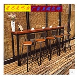 美式吧桌实木餐桌星巴克咖啡厅桌椅复古高脚椅高吧凳吧台酒吧长桌