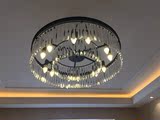 美式水晶吊灯 大气圆形欧式客厅餐厅灯具简约现代 复古水晶吊灯