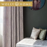 遮光雪尼尔加厚提花后现代美式乡村欧式灰紫色肌理纹客厅卧室窗帘