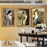 美女油画现代欧式客厅餐厅宾馆装饰画酒店挂画沙发背景玄关壁画