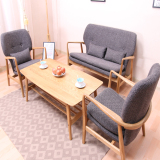 丹麦实木沙发椅布艺扶手现代简约北欧休闲懒人椅创意单人双人特价