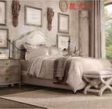 美式乡村软包布艺双人床法式复古亚麻卧室欧式床1.8米地中海风格