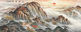 五岳独尊泰山 69x175 艺术微喷山水装饰画国画字画复制打印定做