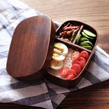 日式创意学生木质午餐饭盒 分格便当盒 学生饭盒午餐餐盒 寿司盒