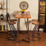 美式铁艺实木吧台靠背酒吧椅吧凳高脚椅居家创意奶茶咖啡餐饮桌椅