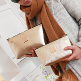 韩国大牌手拿女士化妆包大小号收纳整理洗漱包容量便携金色包邮