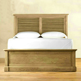 美式简约实木双人床 样板房卧室1.35米儿童床 欧式复古原木百叶床
