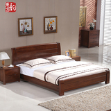 特价厂家直销南美黑胡桃木床实木床实木家具1.8米1.5米高箱床卧室