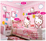hello kitty猫儿童房卡通粉色卧室墙纸 凯蒂猫公主房女孩壁纸壁画