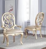 美式家具定制莱克星顿餐椅欧式香槟金餐椅 实木真皮餐椅扶手书椅