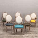 欧式复古实木质家用餐椅美式简约咖啡古典酒店西餐厅化妆椅书房椅