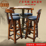 定制直销 酒吧桌椅组合 咖啡桌椅套件 户外桌椅 实木高脚吧台椅
