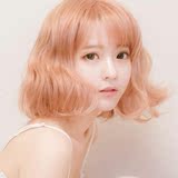 原宿韩国流行时尚冰淇淋发色yurisa同款金粉色短卷发cosplay假发