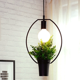 北欧简约单头花盆吊灯美式餐吊灯创意工作室工业风格铁艺植物吊灯