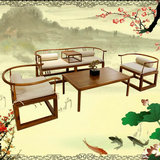 新中式家具水曲柳实木沙发组合个性创意客厅禅意沙发 中国风家具