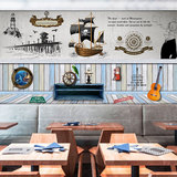 大型3D帆船航海壁纸时尚个性餐厅休闲吧旅店客厅沙发背景墙纸壁画