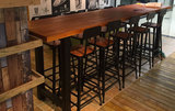 定做美式loft吧台桌星巴克咖啡厅桌椅铁艺复古做旧酒吧餐桌高脚桌