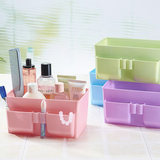 多彩多格化妆品收纳盒 办公桌面杂物整理储物盒塑料置物盒