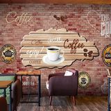 欧式复古木纹砖墙3D立体壁纸西餐厅奶茶店饭馆主题餐厅手绘壁画