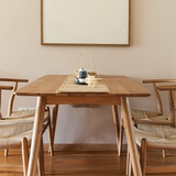 朗居清源四柱餐桌 日式现代简约长方形实木橡木小户型餐桌椅组合