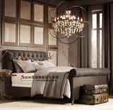 出口经典美式现代高档布艺双人床法式时尚婚床欧式简约卧室实木床
