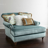 欧式布艺小户型大单人沙发 美式新古典卧室绒布双人休闲贵妃躺椅