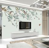 大型3d客厅电视背景墙壁纸壁画手绘花鸟蝴蝶中式电视背景墙