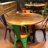 loft美式复古实木铁艺餐桌椅组合书会议桌办公桌酒吧西餐厅桌椅子