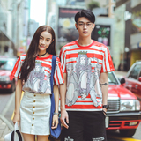 韩国情侣装夏装2016新款三只猴子卡通印花短袖T恤个性男女上衣潮