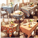 北欧时尚简约棉麻风桌桌布几桌布盖布彩条纹橘色藏蓝色蓝色可定制