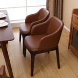 餐椅 实木餐椅设计师椅子北欧宜家休闲布艺软包靠背椅酒店餐厅椅