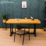GF简约电脑桌台式家用实木桌做旧铁艺办公桌会议桌书桌宜家工作桌