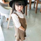 儿童装2016秋装新品韩版女童中小童针织毛衣背心+衬衫两件套装