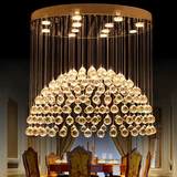 现代简约餐厅水晶吊灯具三头长方形客厅大气圆形吊灯定做楼梯灯饰