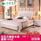韩式实木床白色2米2.2米橡木大床简约现代1.8米双人床婚床储物床