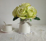 仿真花牡丹花花束欧式油画客厅餐桌绢花装饰玫瑰花6头批发包邮