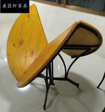 美式铁艺折叠餐桌实木圆形可折叠桌餐桌快收纳移动桌小户型伸缩桌