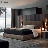 北欧简约现代棉麻布艺床1.5米1.8米可拆洗双人实木床 小户型婚床