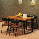 铁艺实木餐桌椅组合复古办公桌休闲咖啡厅酒吧奶茶酒店电脑餐厅桌