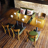简约复古创意西餐厅咖啡馆甜品店奶茶店小吃店茶餐厅实木桌椅组合