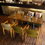 简约现代奶茶甜品店桌椅茶餐西餐厅咖啡厅卡座沙发实木整装桌椅