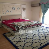 蓝色格子地中海大地毯美式简约客厅沙发茶几地毯卧室家用满铺定制