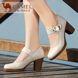 CAMEL/骆驼品牌正品名牌休闲皮鞋女鞋真皮高跟鞋套脚圆头夏季新款