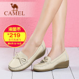 Camel/骆驼女鞋 2016春季新款 舒适休闲牛皮单鞋 中跟坡跟妈妈鞋