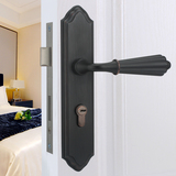 北欧复古全铜门锁美式复古 纯铜简欧黑色卫生间通用型静音房门锁