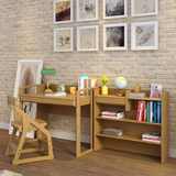 实木学习桌可升降儿童实木书桌儿童桌椅学生学习桌套装实木写字桌