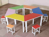 学校家具辅导桌培训桌组合梯形桌少儿彩色学生课桌椅展销会用桌椅