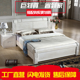 厚重款全实木榆木床白色开放漆床1.8米床榆木床储物床PK水曲柳床