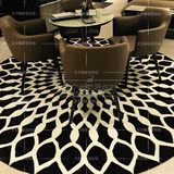 简欧北欧个性欧式创意圆形黑白条纹地毯客厅卧室茶几沙发羊毛地毯